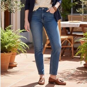 J.Crew Stovepipe Jeans Womens 28 Medium Wash Blue High Rise Straight Leg Stretch